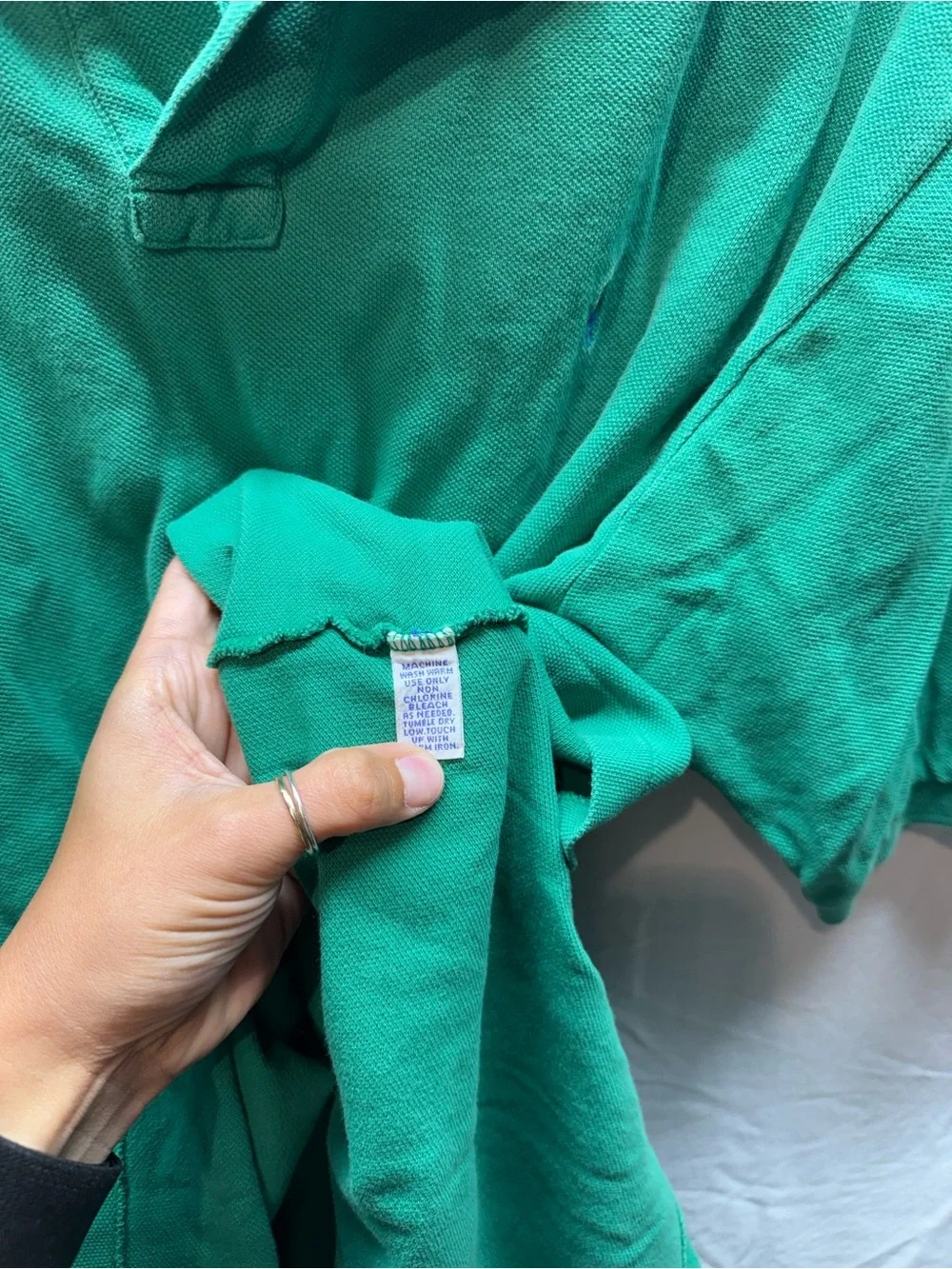 Vintage Polo Ralph Lauren Polo Shirt XL Tall Green Made USA Cotton Preppy